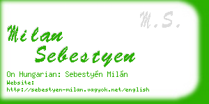milan sebestyen business card